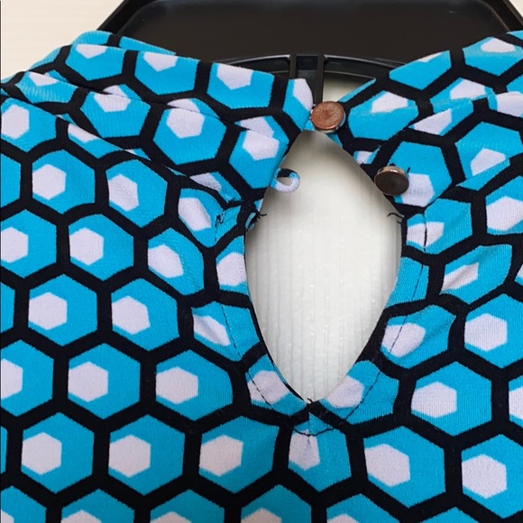 WORTHINGTON BLACK/ BABY BLUE/ WHITE OCTAGON TOP - Picture 3 of 4